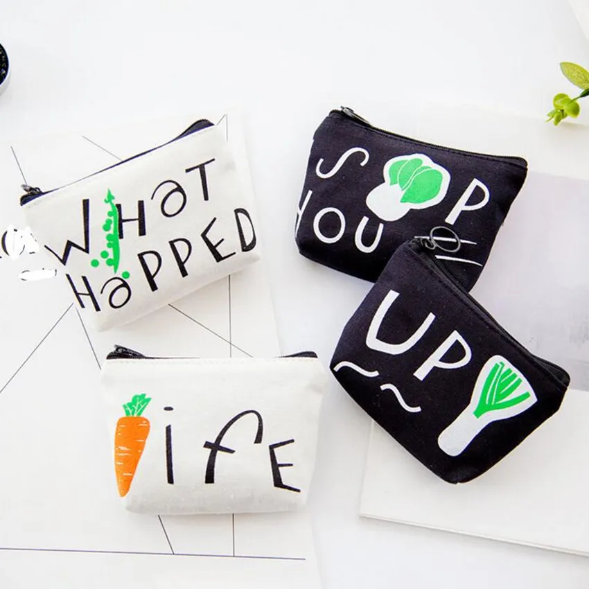 M028 симпатичный холщовый кошелек с узором овощей китайская капуста зеленый лук