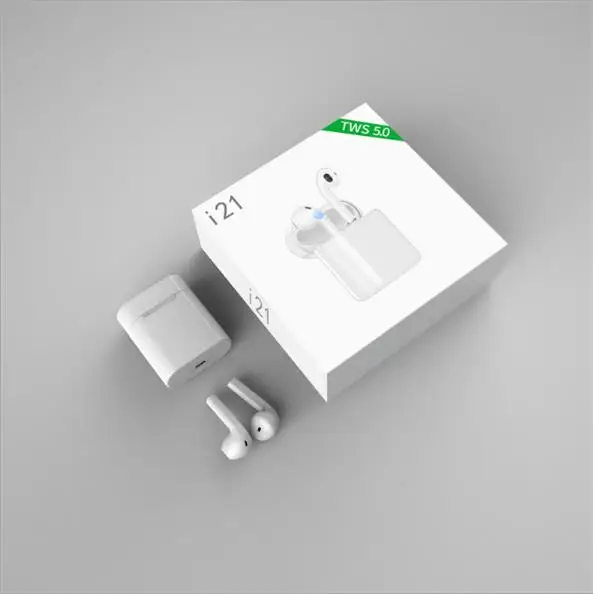I21 TWS сенсорный Bluetooth наушники HD стерео беспроводные наушники с шумоподавлением игровая гарнитура для iPhone Xiaomi - Цвет: White