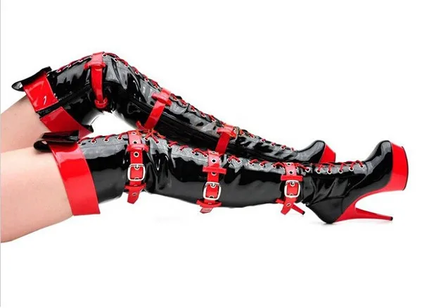 Модные клубные сапоги на шпильке платформе 15cm Оксфорды для танцев пилоне 6 дюймов