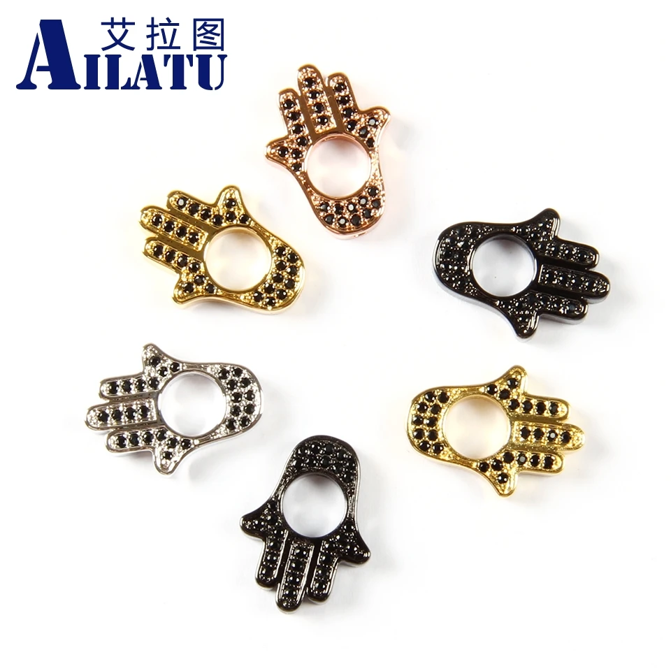 

Оптовая продажа 10 штук подвесок ручной работы Ailatu из черного циркона и меди для изготовления ювелирных изделий своими руками