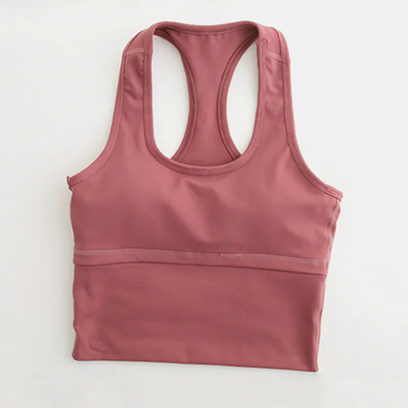 SHINBENE Plain Racerback Sports Fitness Crop Tops Women Anti-sweat Padded Workout Athletic Yoga Bras with Removable Pads | Спорт и