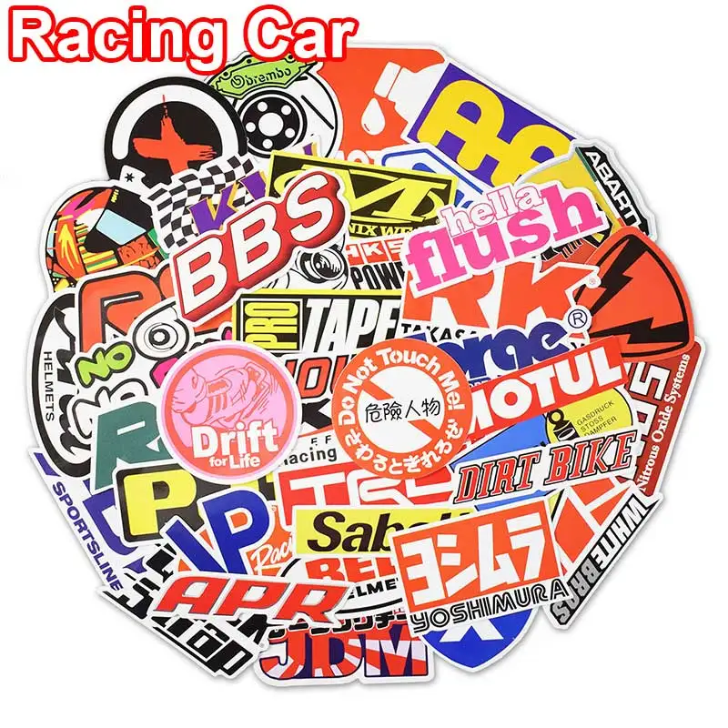 Racing Car 100 шт стикер для гоночной машины s для мотокросса граффити JDM водонепроницаемый DIY стикер для мотоцикла автомобиля велосипеда шлема чемодана ноутбука Наклейка - Цвет: Racing Car