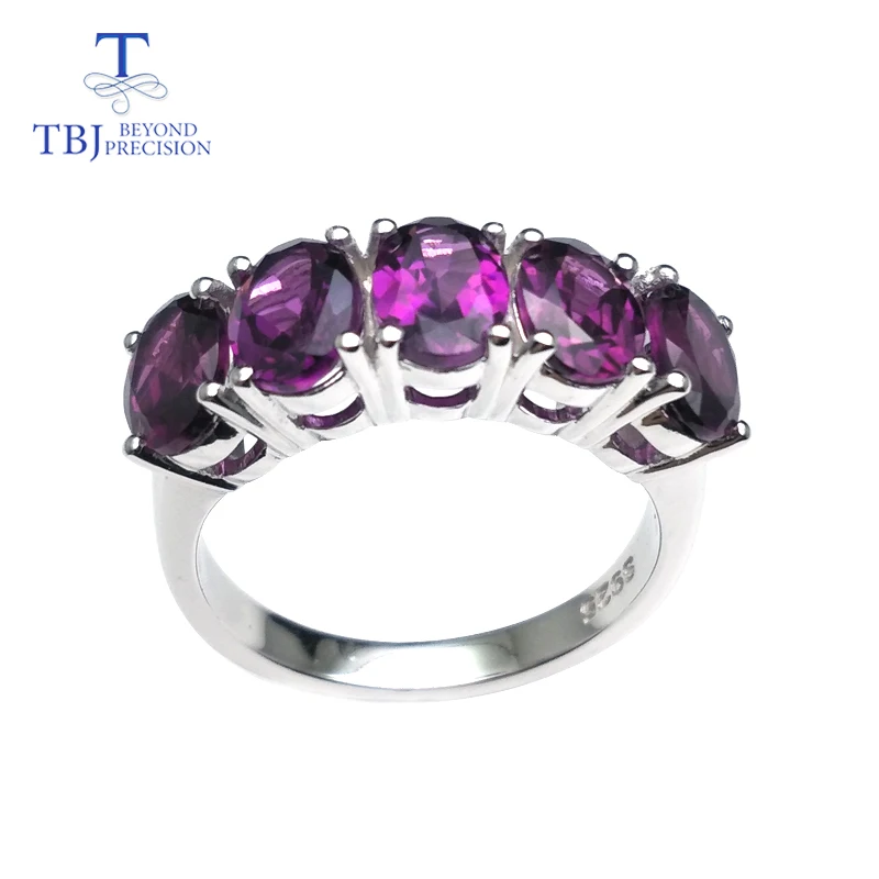 TBJ натуральный фиолетовый гранат ювелирный набор кольцо и серьги из серебра 925