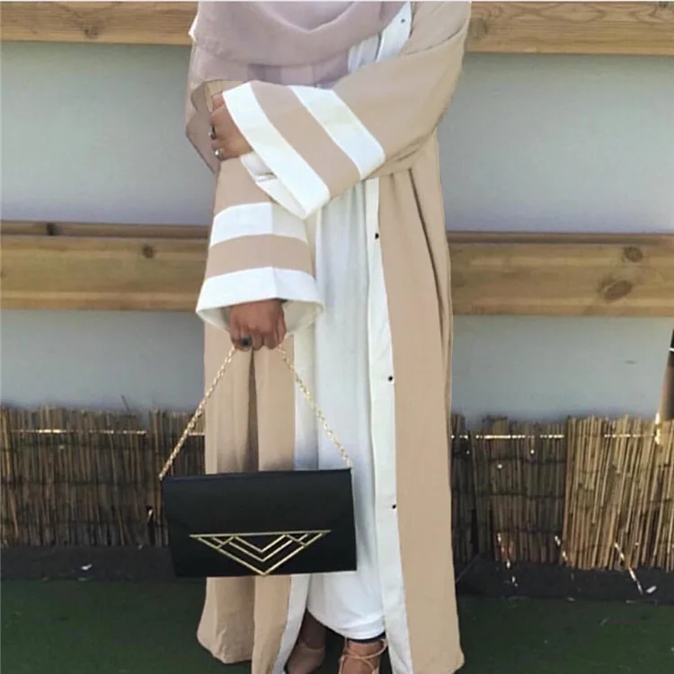 Повседневное мусульманское платье Abaya в полоску длинное хиджаб кимоно Рамадан