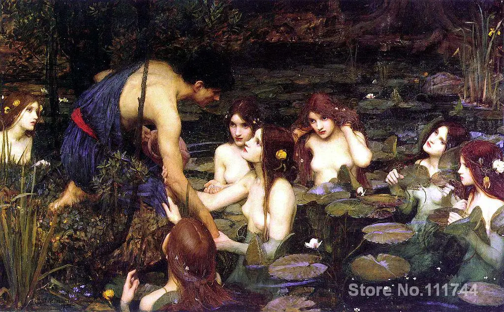 

paintings by John William Waterhouse Hylas and the Nymphs famous art reproduction High quality Hand painted