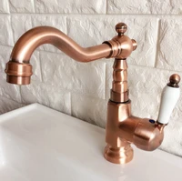 single handle bathroom basin faucet bathroom kitchen deck mounted antique red copper hotcold water mixer taps znf396