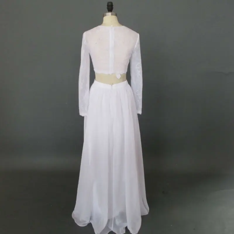 Реальные Платья Vestido Де Festa O Шеи Длинные Рукава Растениеводство Топ Line 2 Две Пьесы