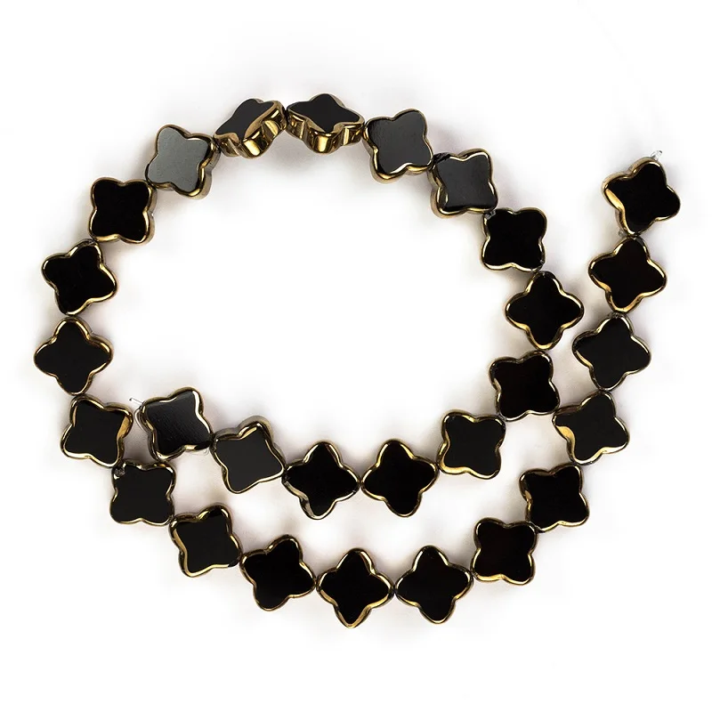 BK MEIBEADS, Кристальное стекло, четыре листа, форма цветка, распорка, красочные стеклянные бусины, аксессуары, подходит для браслета, сделай сам, изготовление ювелирных изделий EY5186 - Цвет: BK