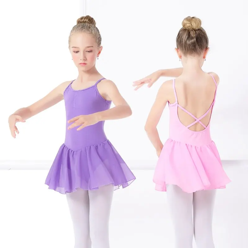 Шифоновое балетное платье для девочек трико розового цвета|gymnastics leotards dress|leotard