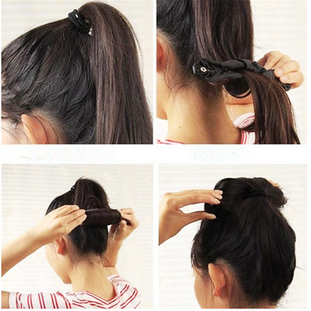 Новый ролик волшебный Твист Стиль Булочка чайник пряди волос лента аксессуары