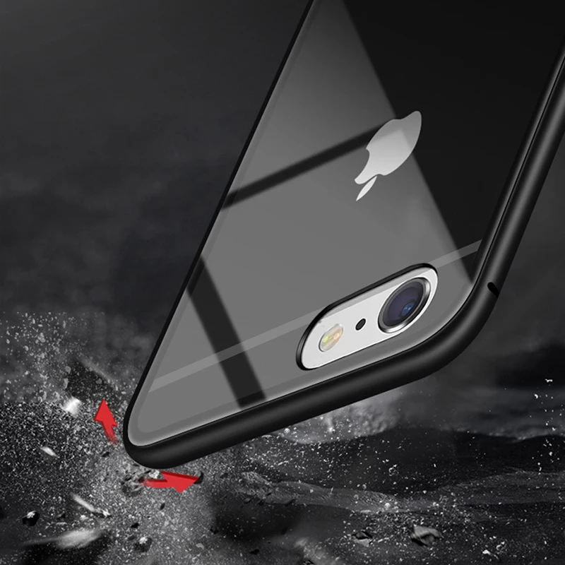 CHYI Built-in Magnetic Case for iPhone XS Max XR Tempered Glass Magnet Adsorption 6 6s Plus Back Cover |