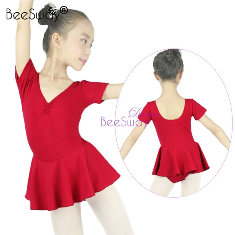 

Розовый купальник для девочек, детские гимнастические купальники, ярко-розовое балетное платье для танцев, балетный костюм с v-образным вырезом