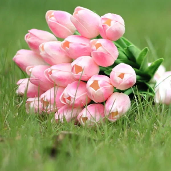 20 шт. Розовый Латекс Реального Прикосновения Тюльпаны букет Цветы Свадебные