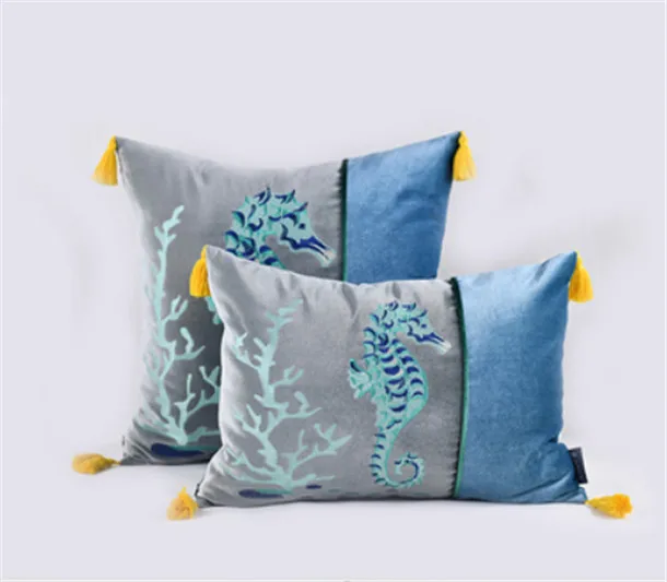 No 13 Европейский чехол для подушек Hippocampus/Conch/Shell вышивка Cojines Decorativos Para Диван Декоративные роскошные подушки, 1 шт - Цвет: No 13