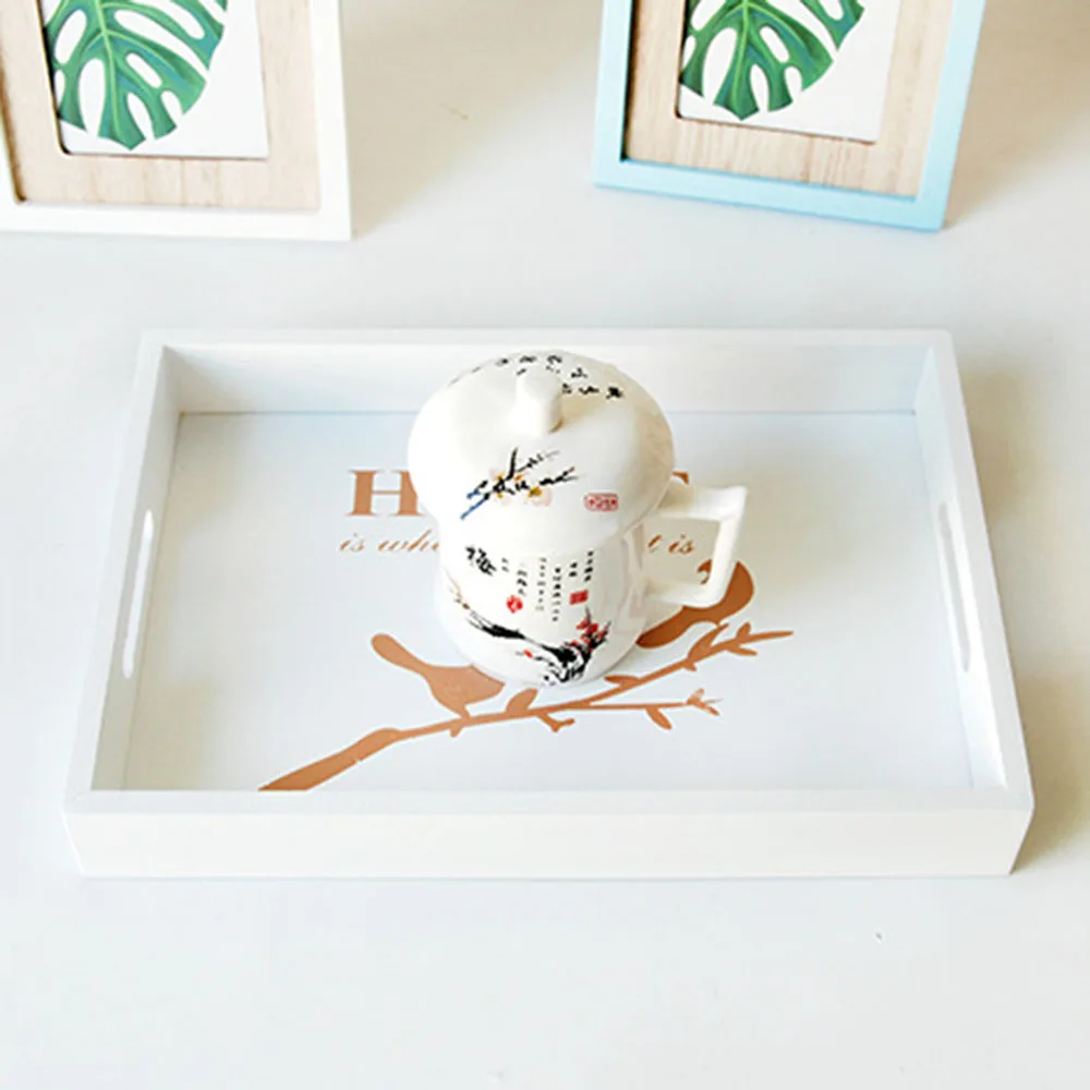 Прямоугольный деревянный поднос для хранения декоративные подносы с ручками