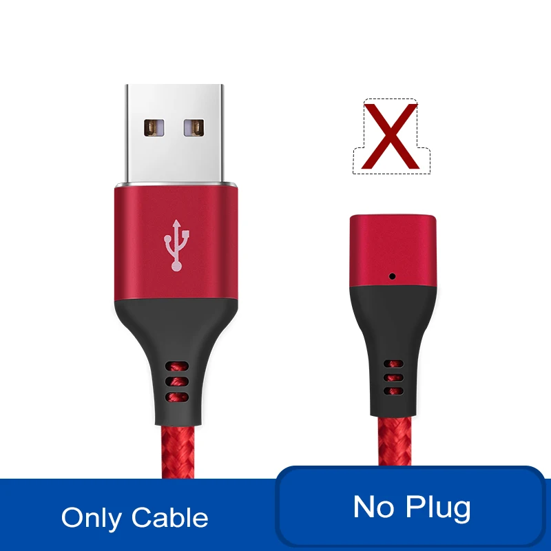 Магнитный usb-кабель 1 м 2 м, быстрая зарядка, USB type C, Micro Android, для samsung S10, зарядный кабель для iPhone 6, 6 S, 7, 8 Plus, XS MAX, XR - Цвет: No Plug Only Cable