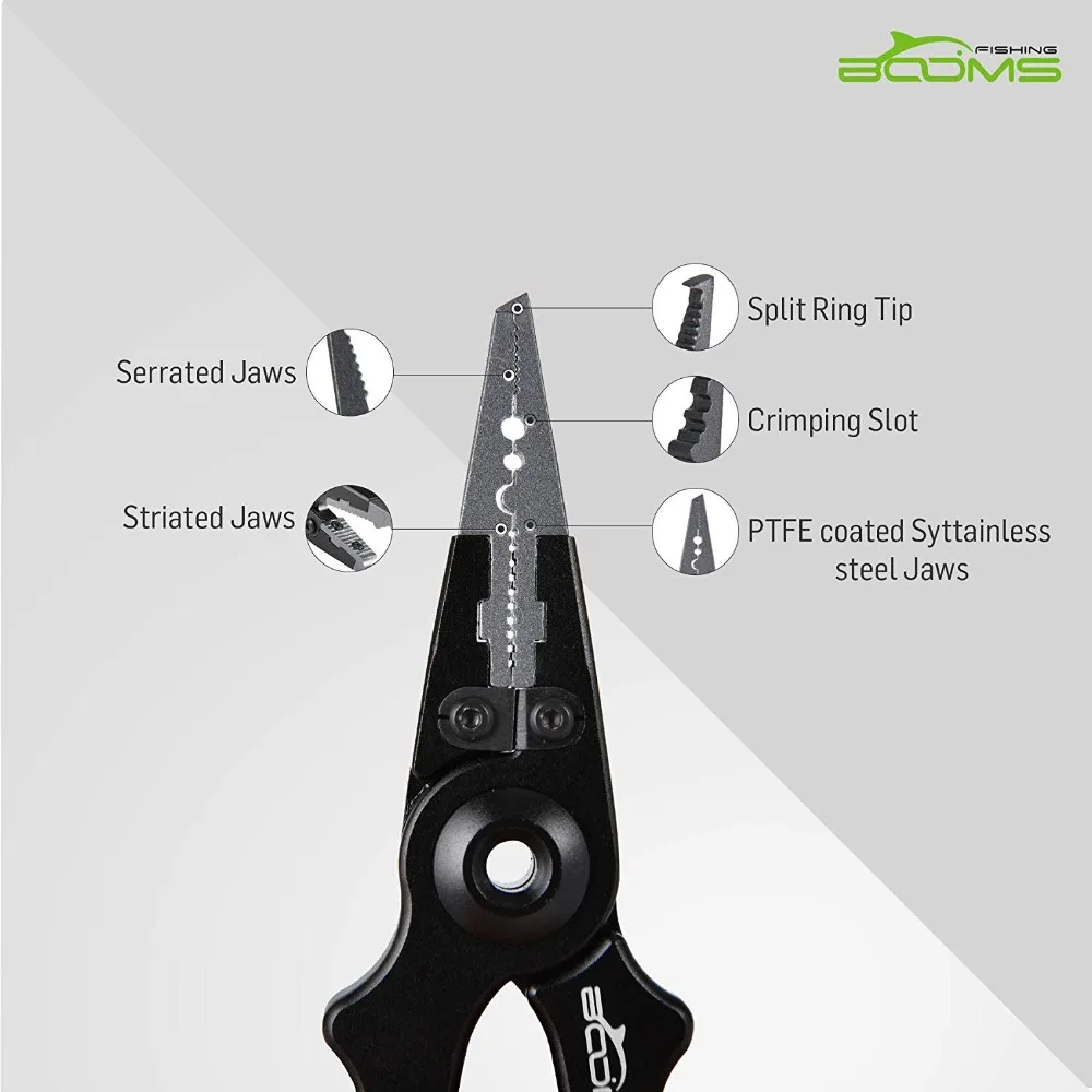 Booms Fishing X02 рыболовные плоскогубцы из алюминиевого сплава разъемные кольцевые резаки инструмент для удаления крючков с выдвижным шнурком и оболочкой снасти