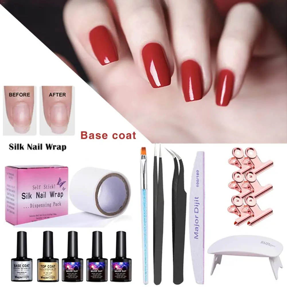 Fiberglass Silk Wrap Nail Kit Art Extension Gel Equipment Fibernails Building UV Lamp Tool Coat Tweezers Brush File | Красота и