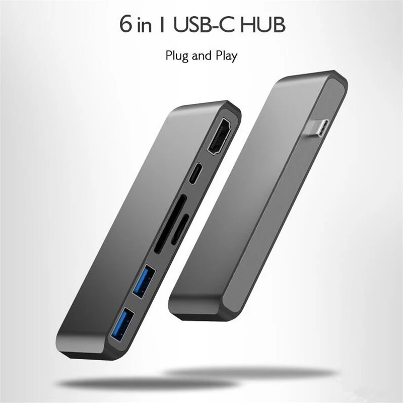 Алюминиевый сплав Тип C концентратор к HDMI 4 К USB адаптер двойной 3 0 PD Micro SD TF карта