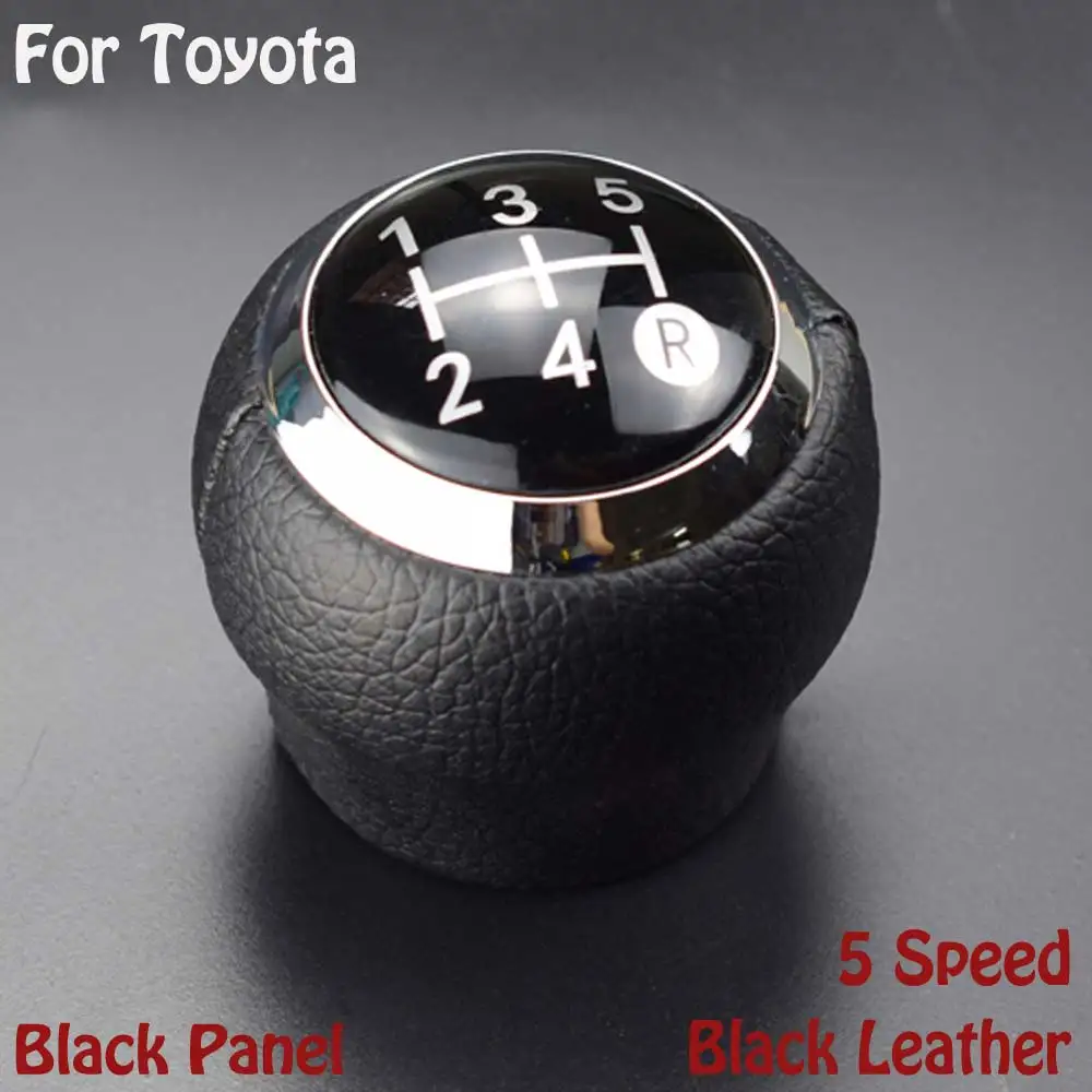Черный/серый кожаный для Toyota Corolla 2007 mt Verso Yaris 2009-2010 2013-Автомобильный рычаг переключения передач ручка головка шаровая - Название цвета: 5 Blac-Black leather