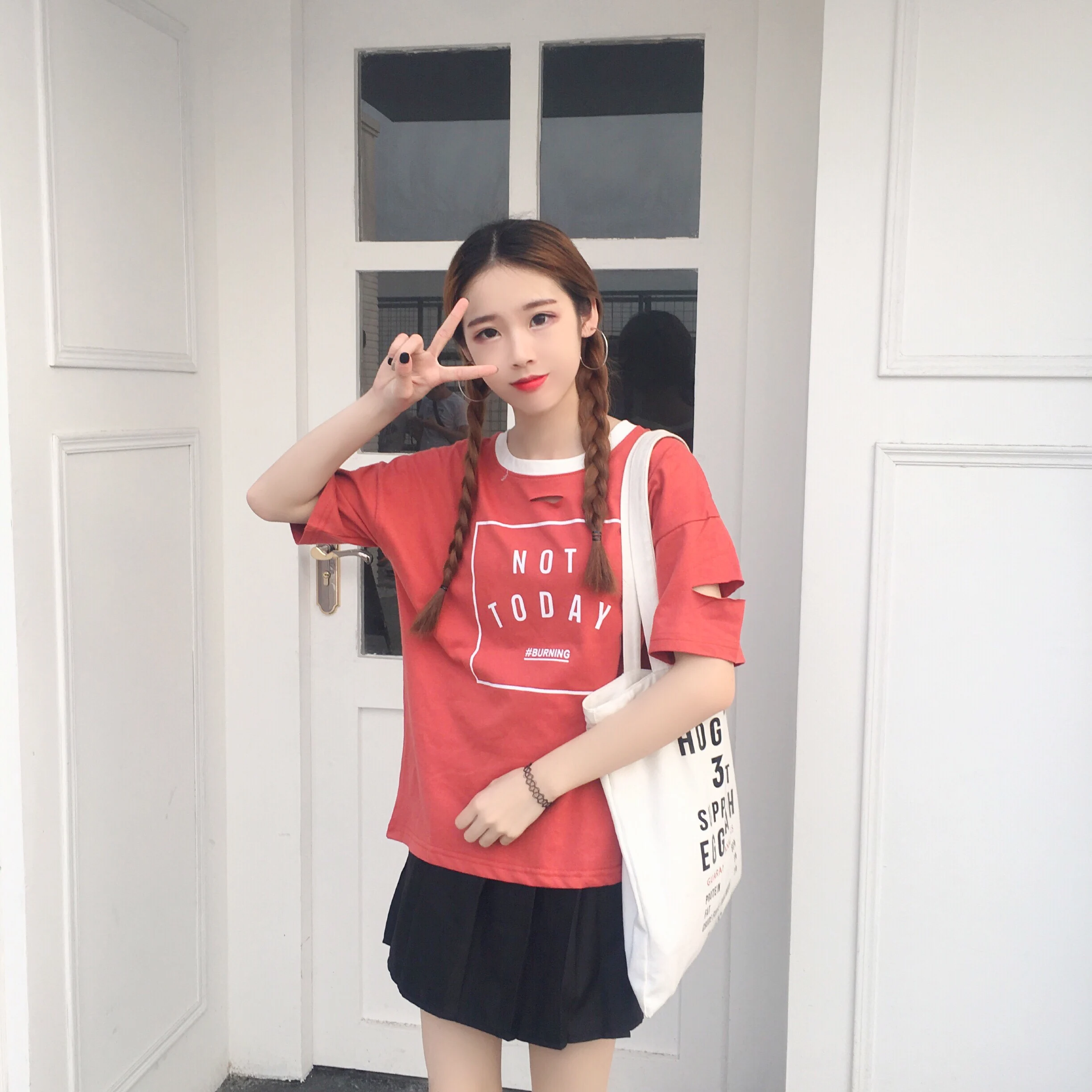 2017 корейский стиль с надписью универсальные Свободные повседневные женские