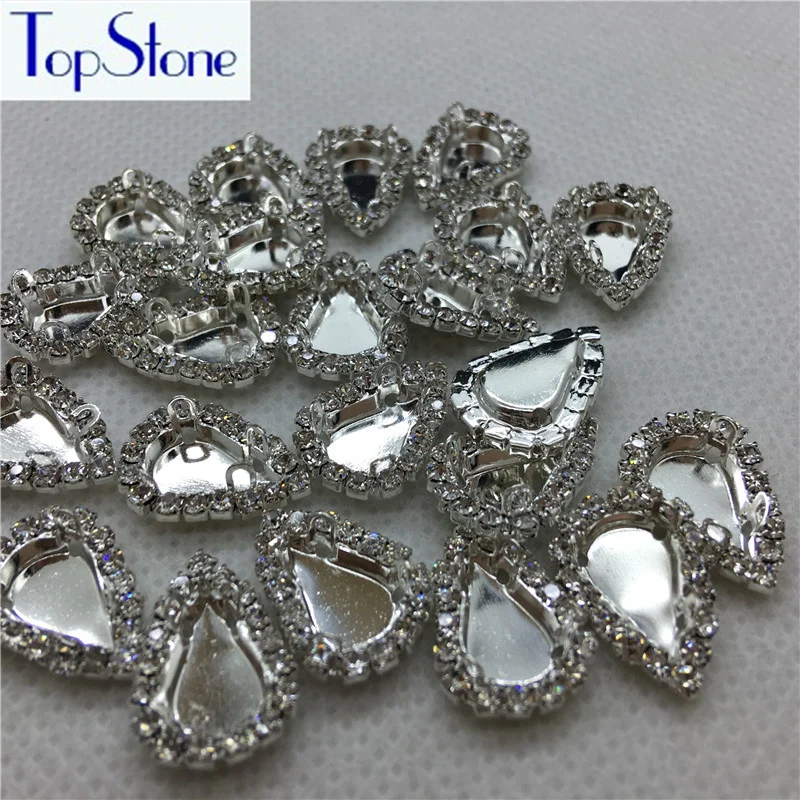 Серебристые Пришивные металлические коготь с кристально прозрачные стразы для