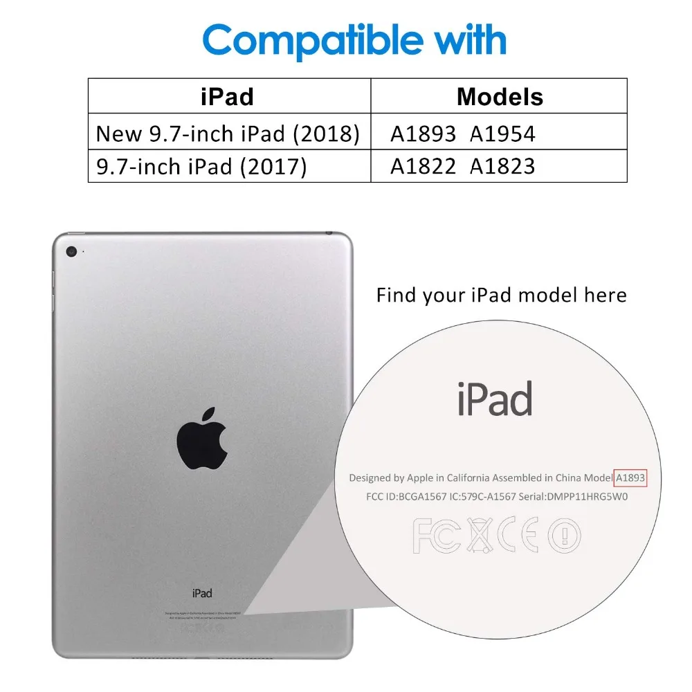 Bluetooth беспроводная клавиатура-чехол для iPad 9 7 2018 2017 с держателем карандашей Smart PU