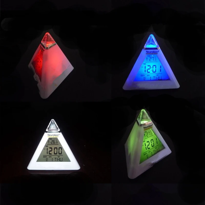 Цифровой будильник светодиодный меняющий цвет часы с термометром отображение