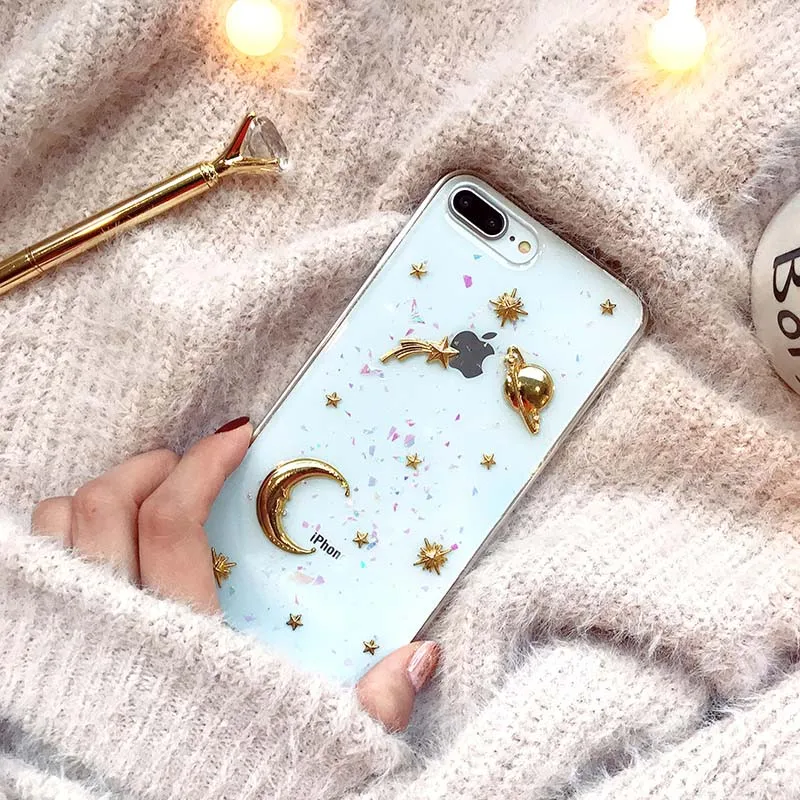 Роскошный симпатичный блестящий чехол для телефона iPhone 11 Pro X XR XS Max мягкий из ТПУ с