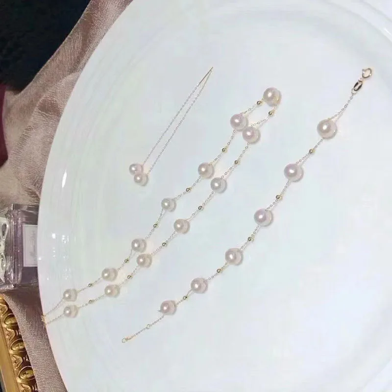 Женский комплект украшений Sinya колье и серьги золотистого цвета с натуральным