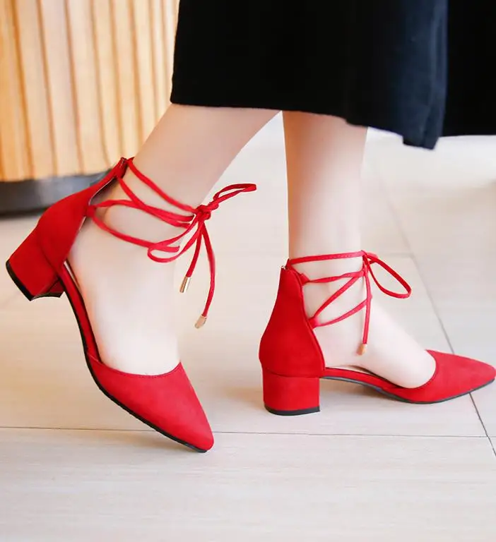Модные, пикантные туфли-лодочки с острым носком женские zapatos mujer на высоком каблуке exchange ремешками сандалии удобный устойчивый каблук обуви E12