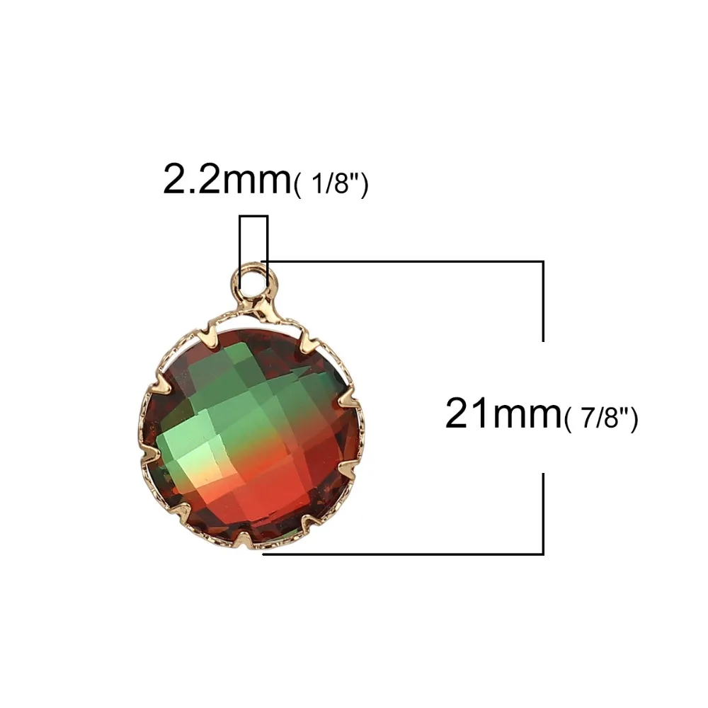 DoreenBeads медный стеклянный кулон с золотым покрытием цветные граненые
