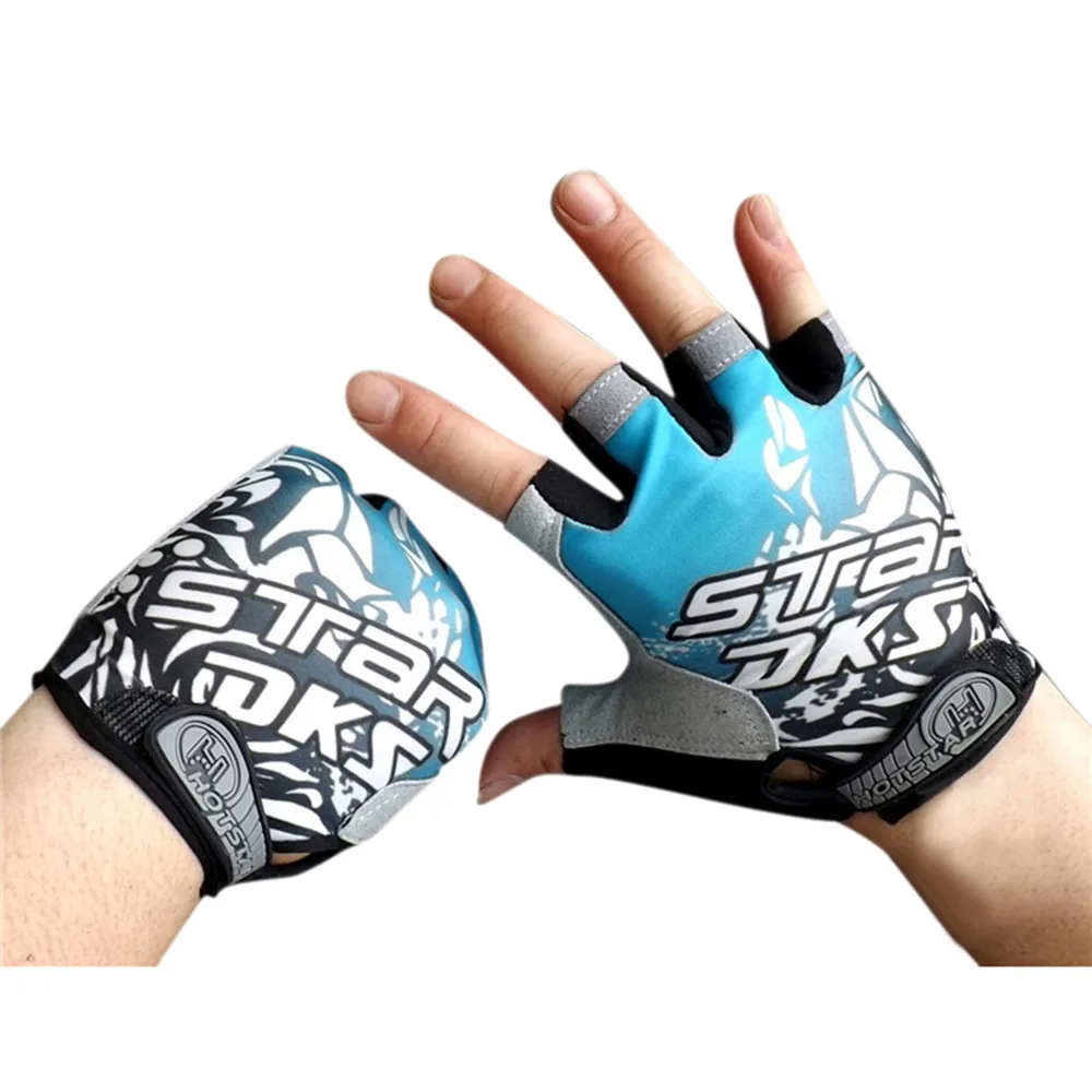 Blue Мужские перчатки без пальцев дышащий солнцезащитный крем нескользящий открытый ездовой коврик спортивная езда гоночный перчатки для спортзала - Цвет: Blue