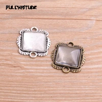 10pcs 15mm inner size two color square cabochon pendant settings jewelry connectors pendant blanks