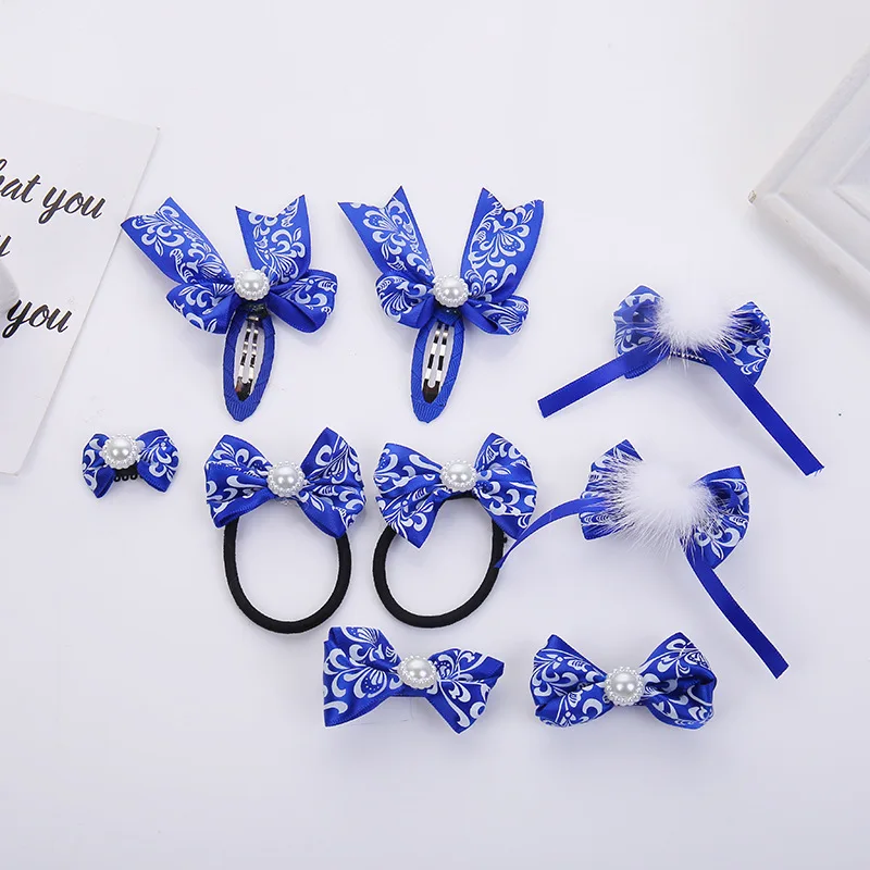 1set=10pcs Children's hair accessories girls' simple headband bow hairpin | Красота и здоровье