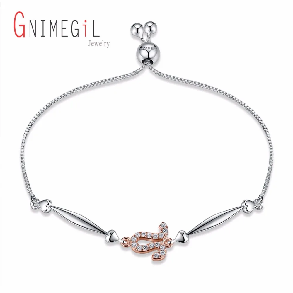 Модный браслет gnimegili 12 Созвездие Настоящее серебро 925 амулет с хрустальной бусиной браслет для женщин ювелирные изделия подарки