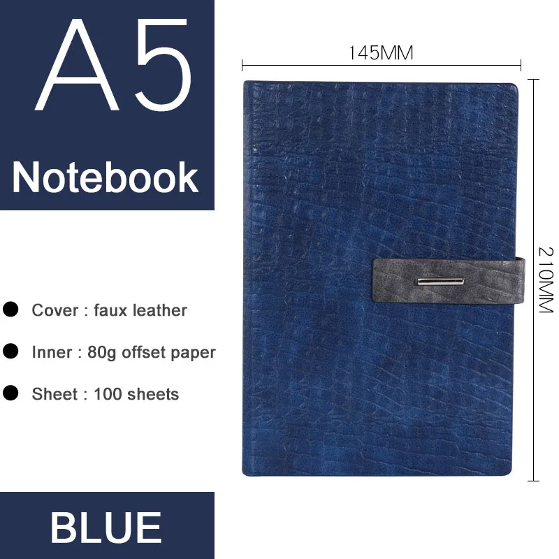 blue Винтажный кожаный блокнот, подарок А5, твердая обложка, Filofax Journal, блокнот-планировщик, дневник, ретро органайзер, стационарный набор - Цвет: blue