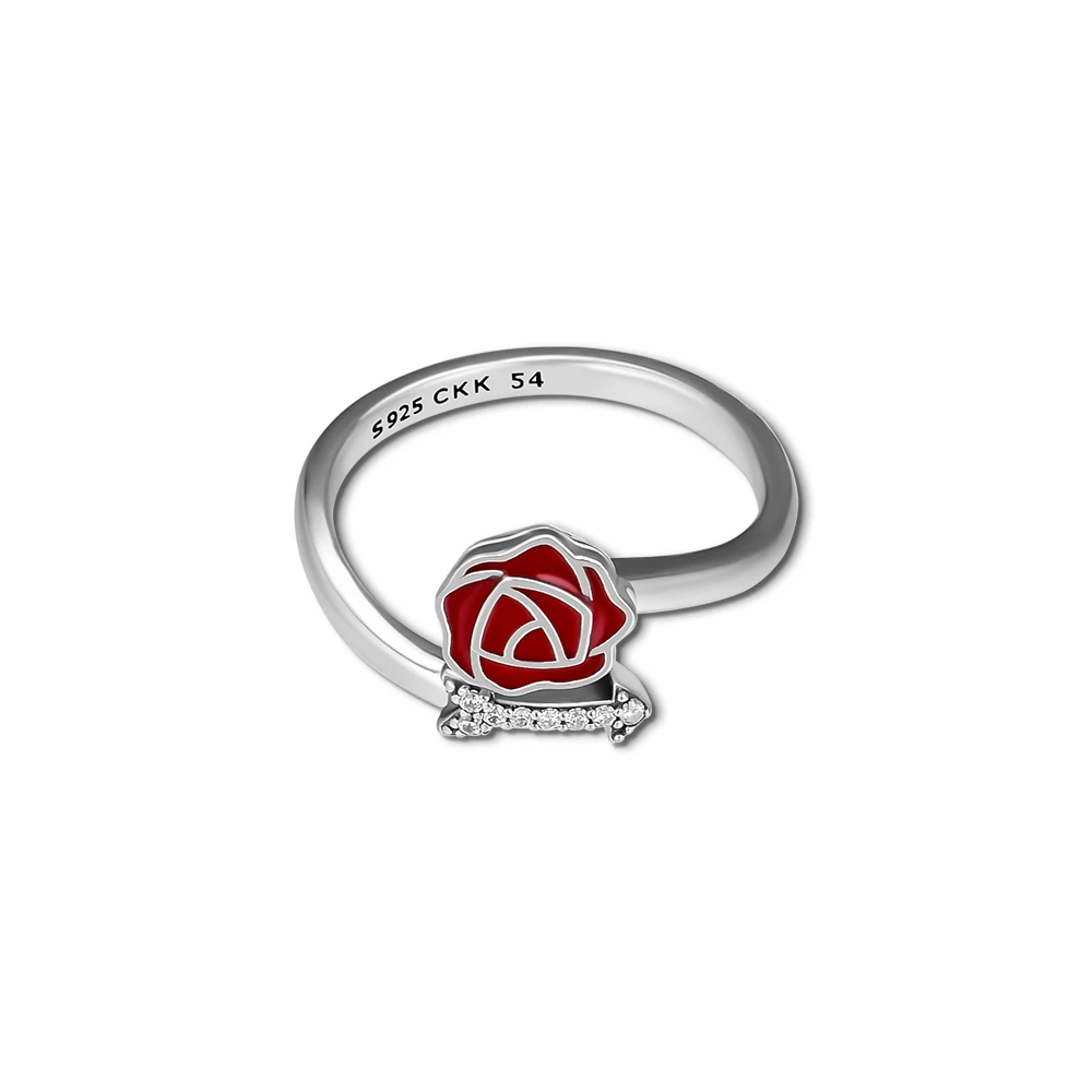 Кольца с эмалью в виде сердца красной ягодой 100% оригинальные женские серебряные
