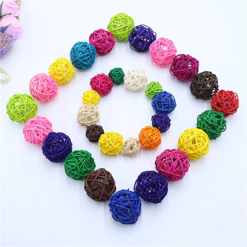 

20PCS/Lot 3CM Multicolor Rattan Ball DIY Balls Home Ornaments/Christmas/Birthday/Wedding Party Decorations Kids Toys
