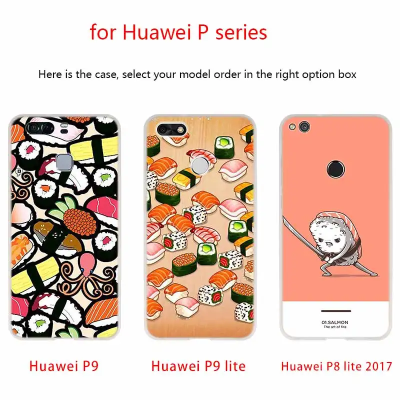 Чехол NAYIDA для японских суши силиконовый мягкий чехол из ТПУ Huawei P30 P40 P20 Pro P10 P9 Lite P
