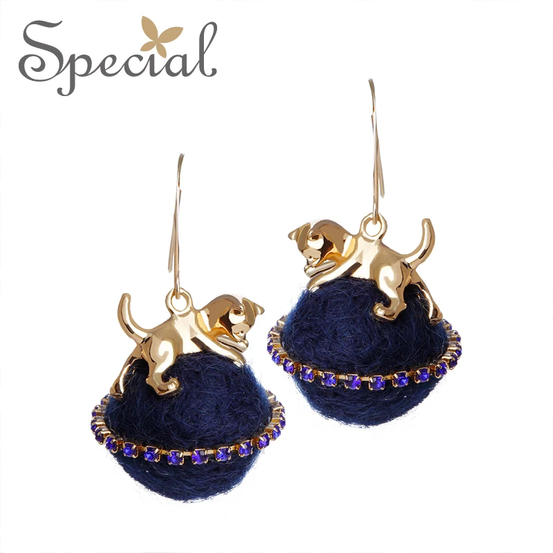 Специальные европейские и американские Инс девушка сердце животных серьги