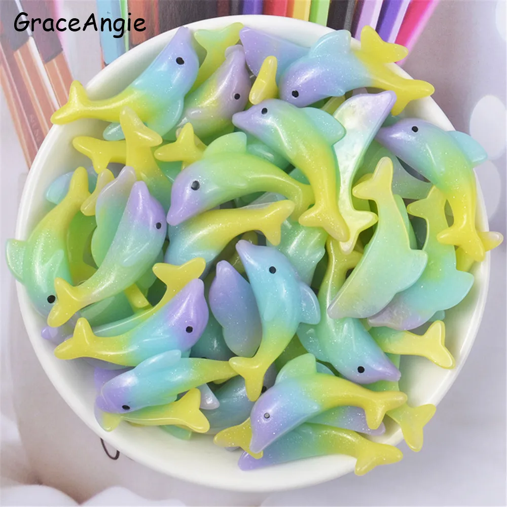 10 шт. ремесла из смолы дельфин с плоской задней стороной животные кабошон