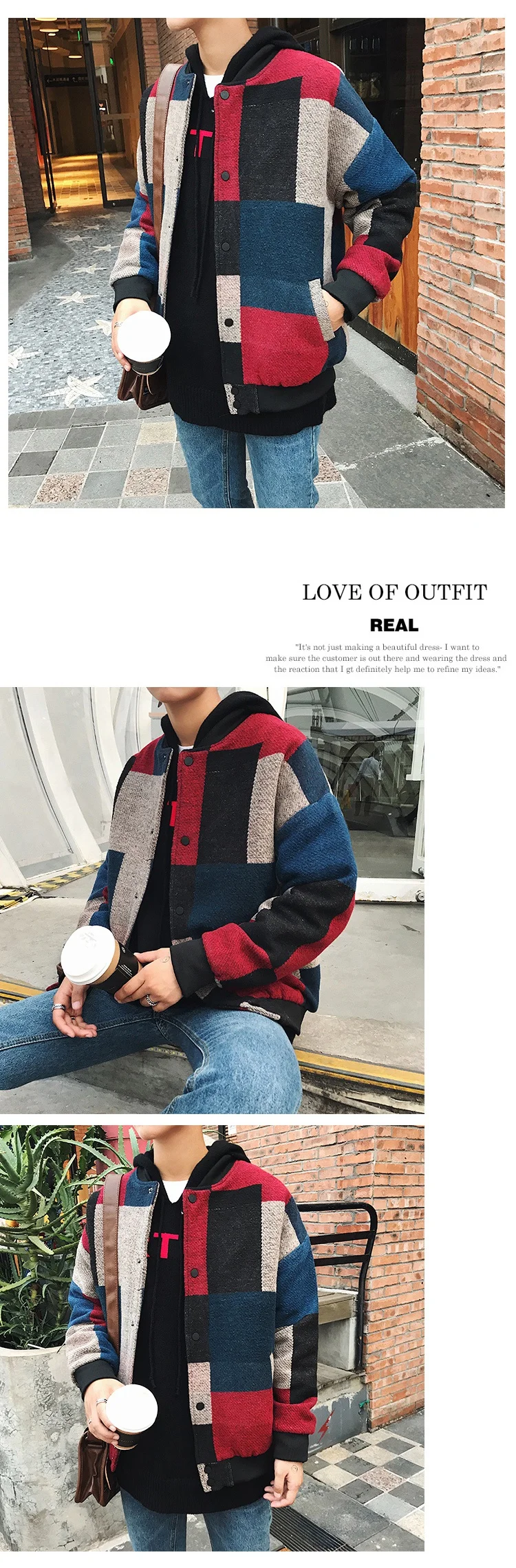 Zongke, шерстяная клетчатая куртка-бомбер, Мужская модная уличная куртка в стиле хип-хоп, зимняя мужская куртка, Мужская куртка, пальто, 5XL, весна, новинка