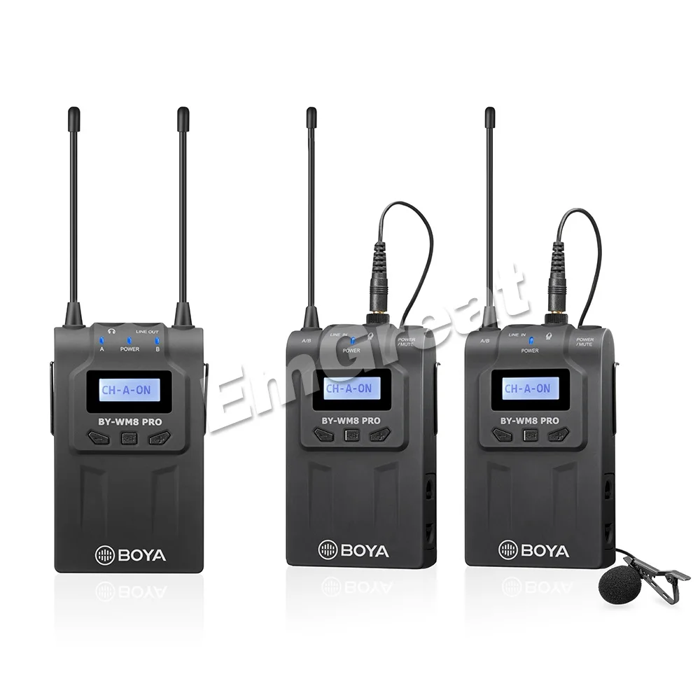 BOYA BY-WM8 PRO UHF двойной беспроводной петличный микрофон системы для Canon Nikon DSLR камера видео интервью вещания видеокамеры