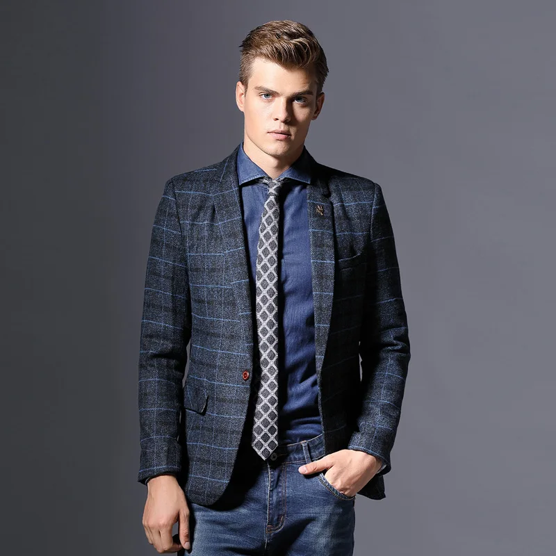 Модный повседневный приталенный Блейзер брендовая одежда для мужчин мужская