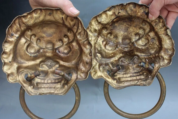 WBY 809 +++++ 8 &quotКитайский дракон из латуни Fu Foo собака ограда голова льва маска