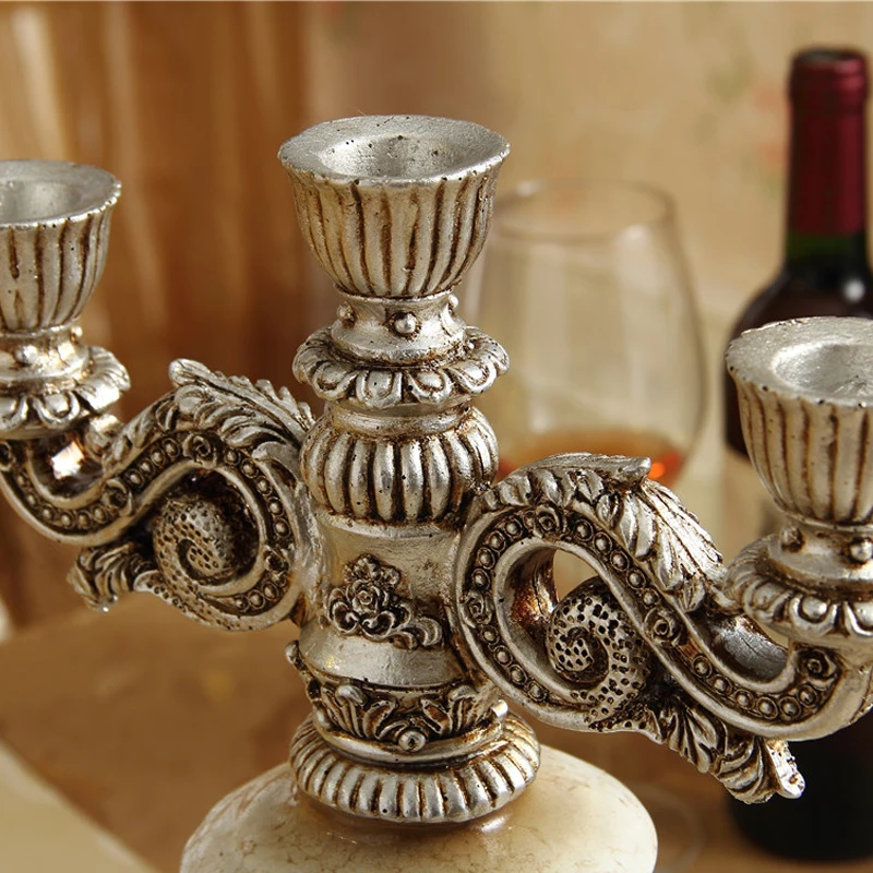 Европейский домашний декор из смолы три украшения для гостиной подсвечник