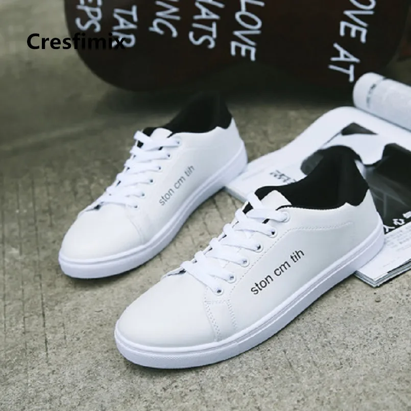 Cresfimix Chaussures Pour Hommes Мужская модная белая обувь из искусственной кожи с круглым