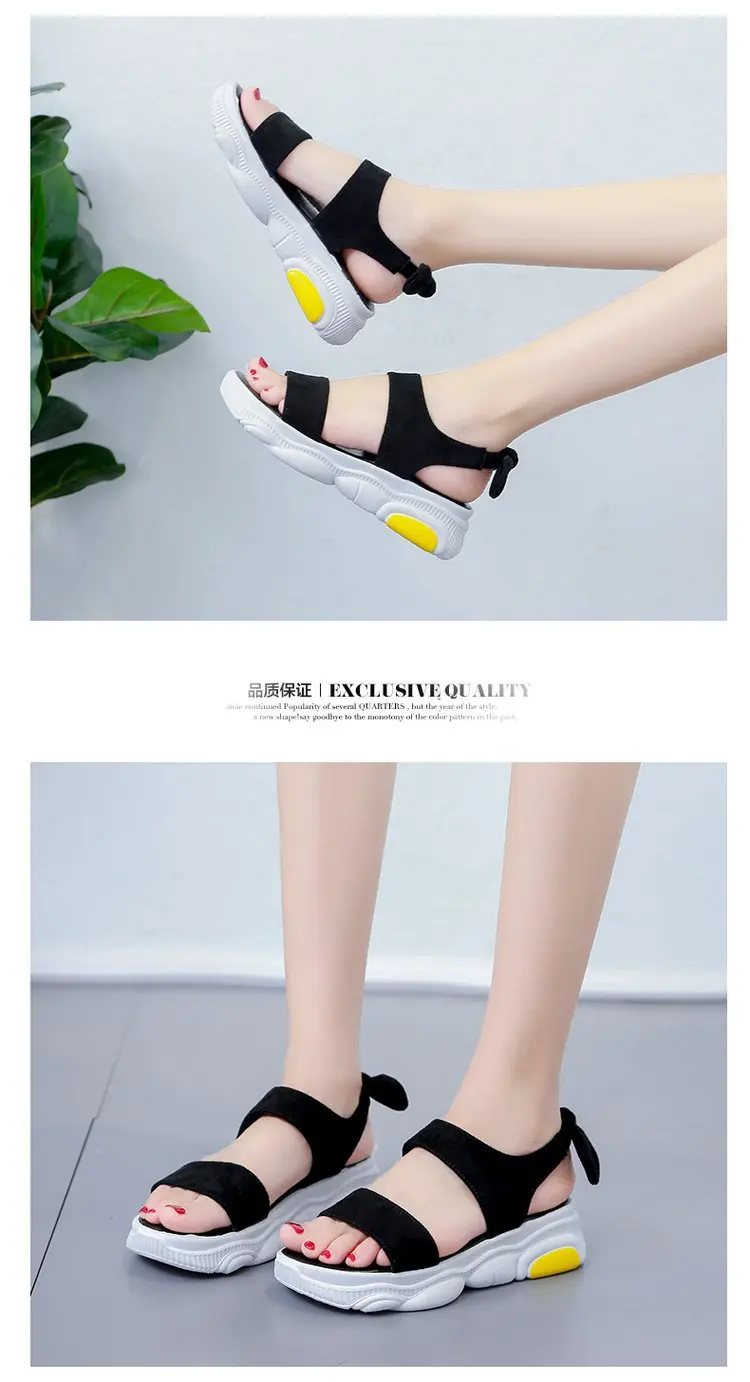 Разноцветные дышащие спортивные сандалии с открытым носком летние женские Босоножки с открытым носком и ремешком на щиколотке модная плотная пляжная обувь на платформе