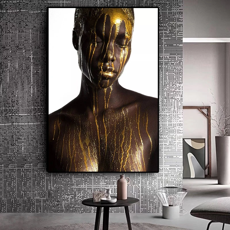 Canvas Nordic Pictures Home Decoration Gold Africa Model Paintings Wall Art HD Prints Creative Poster Modular For Living Room | Дом и сад